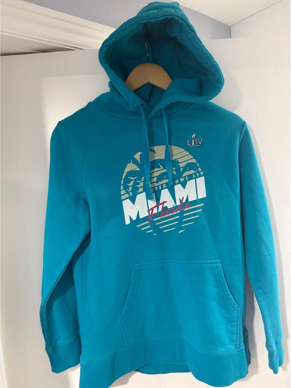 Fanatics Super Bowl LIV Miami Florida Hoodie Mens Large Teal NFL Pullover
